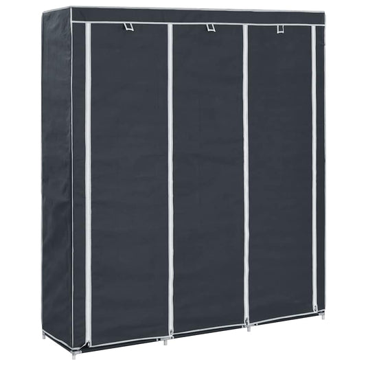 vidaXL Wardrobe | Black | Polyester | Large | Collapsible | Rectangular