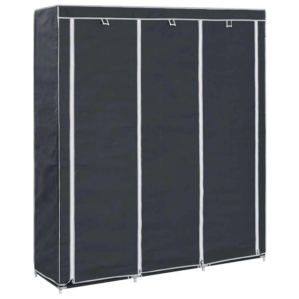 282453 vidaXL Wardrobe with Compartments and Rods Black 150x45x175 cm Fabric