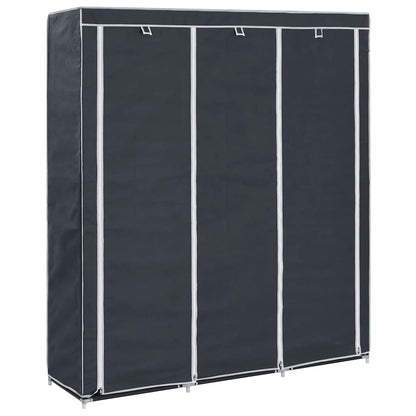 282453 vidaXL Wardrobe with Compartments and Rods Black 150x45x175 cm Fabric