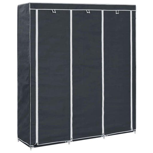 282453 vidaXL Wardrobe with Compartments and Rods Black 150x45x175 cm Fabric