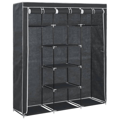 282453 vidaXL Wardrobe with Compartments and Rods Black 150x45x175 cm Fabric
