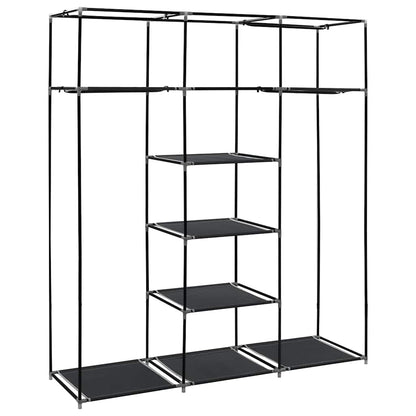 282453 vidaXL Wardrobe with Compartments and Rods Black 150x45x175 cm Fabric