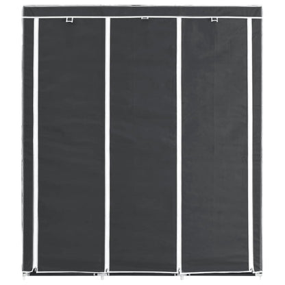 vidaXL Wardrobe with Compartments and Rods Black 150x45x175 cm Fabric