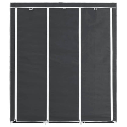 282453 vidaXL Wardrobe with Compartments and Rods Black 150x45x175 cm Fabric