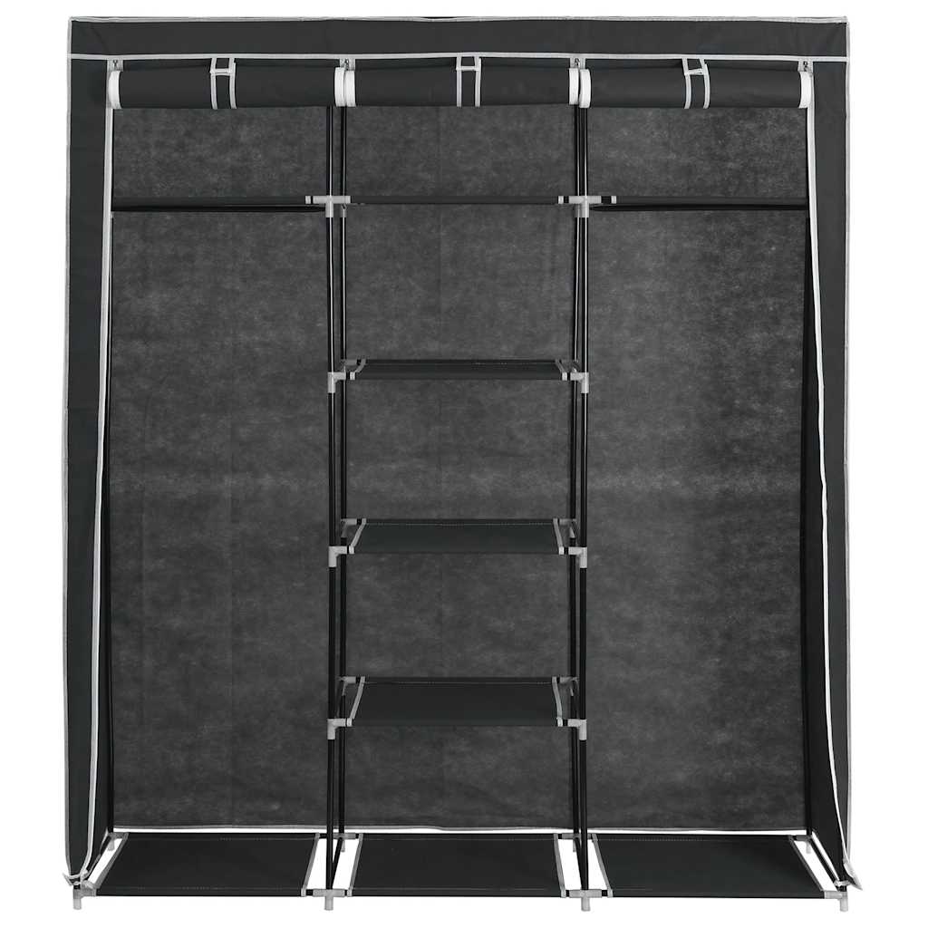 vidaXL Wardrobe with Compartments and Rods Black 150x45x175 cm Fabric