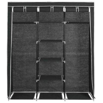 vidaXL Wardrobe with Compartments and Rods Black 150x45x175 cm Fabric