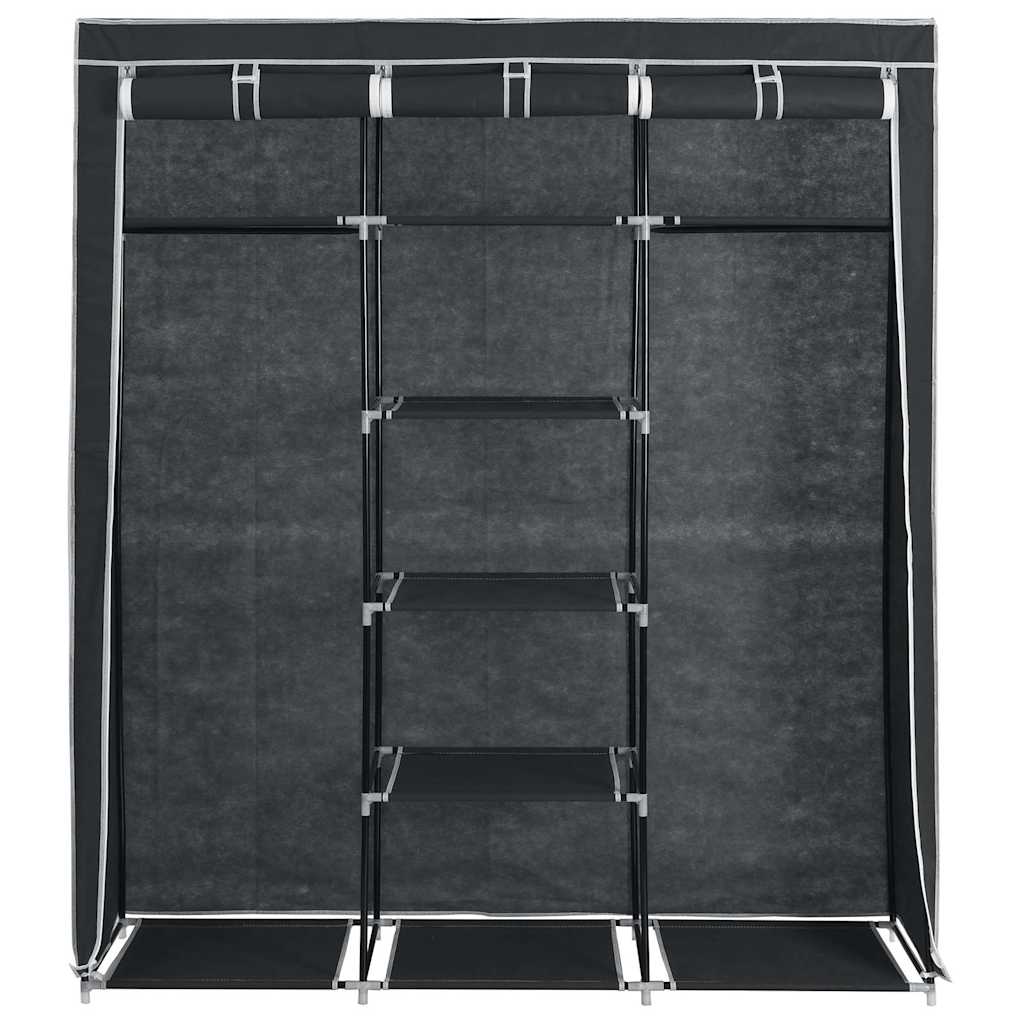 282453 vidaXL Wardrobe with Compartments and Rods Black 150x45x175 cm Fabric