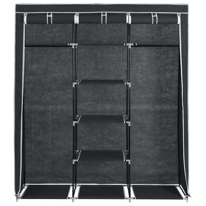 282453 vidaXL Wardrobe with Compartments and Rods Black 150x45x175 cm Fabric