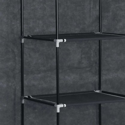 vidaXL Wardrobe with Compartments and Rods Black 150x45x175 cm Fabric