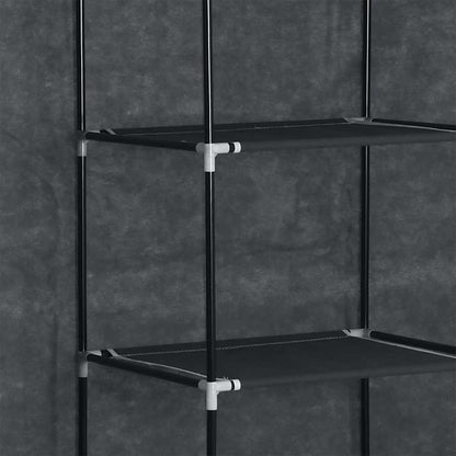 282453 vidaXL Wardrobe with Compartments and Rods Black 150x45x175 cm Fabric