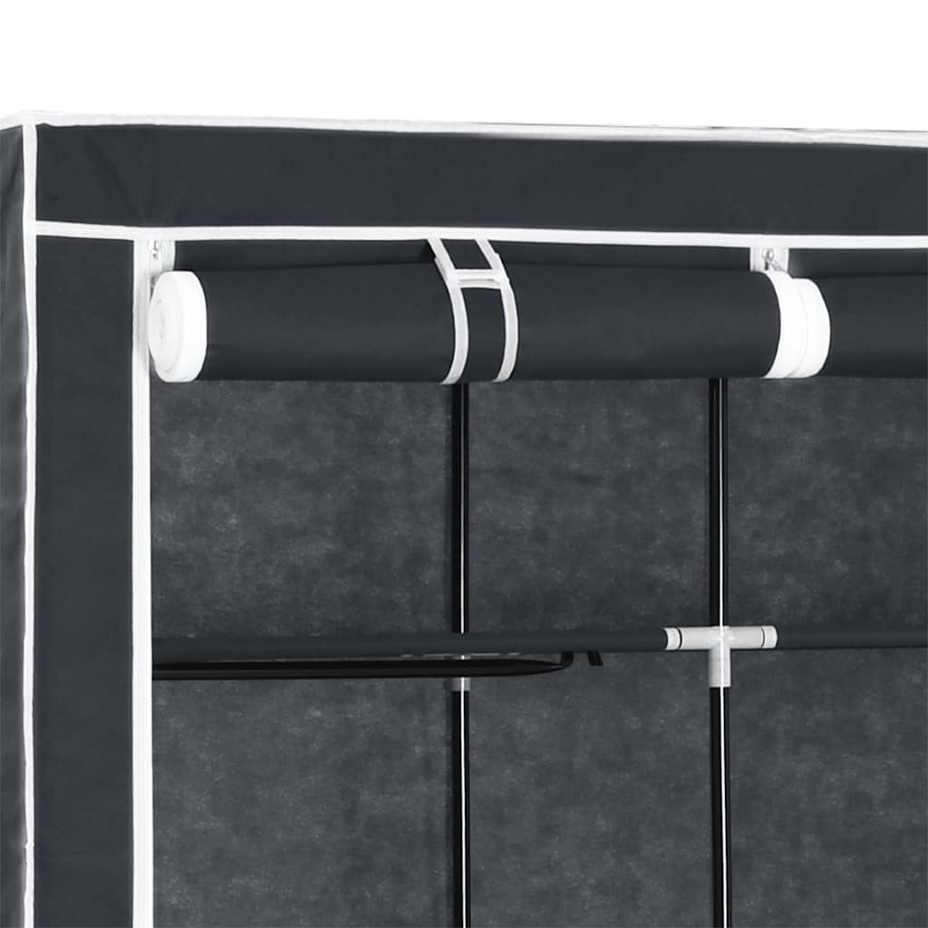 vidaXL Wardrobe with Compartments and Rods Black 150x45x175 cm Fabric