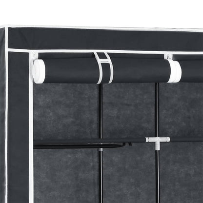 vidaXL Wardrobe with Compartments and Rods Black 150x45x175 cm Fabric
