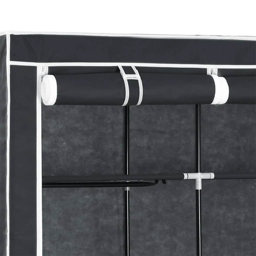 282453 vidaXL Wardrobe with Compartments and Rods Black 150x45x175 cm Fabric