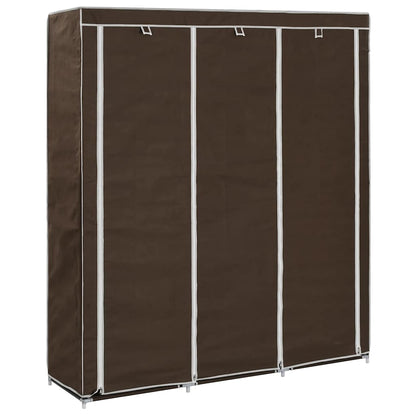 282454 vidaXL Wardrobe with Compartments and Rods Brown 150x45x175 cm Fabric