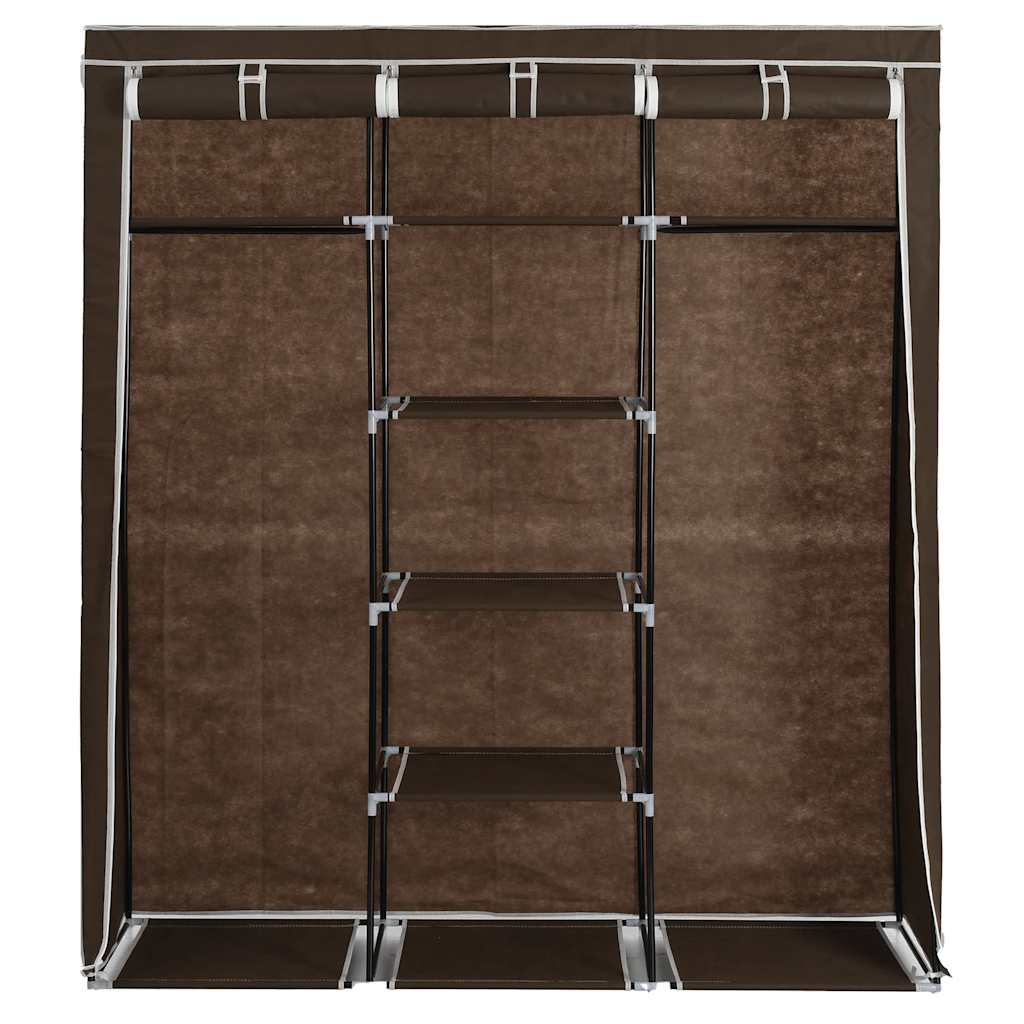 282454 vidaXL Wardrobe with Compartments and Rods Brown 150x45x175 cm Fabric