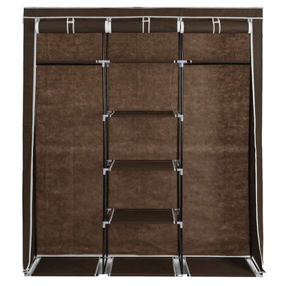 282454 vidaXL Wardrobe with Compartments and Rods Brown 150x45x175 cm Fabric