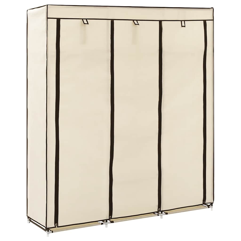 vidaXL Wardrobe with Compartments and Rods Cream 150x45x175 cm Fabric