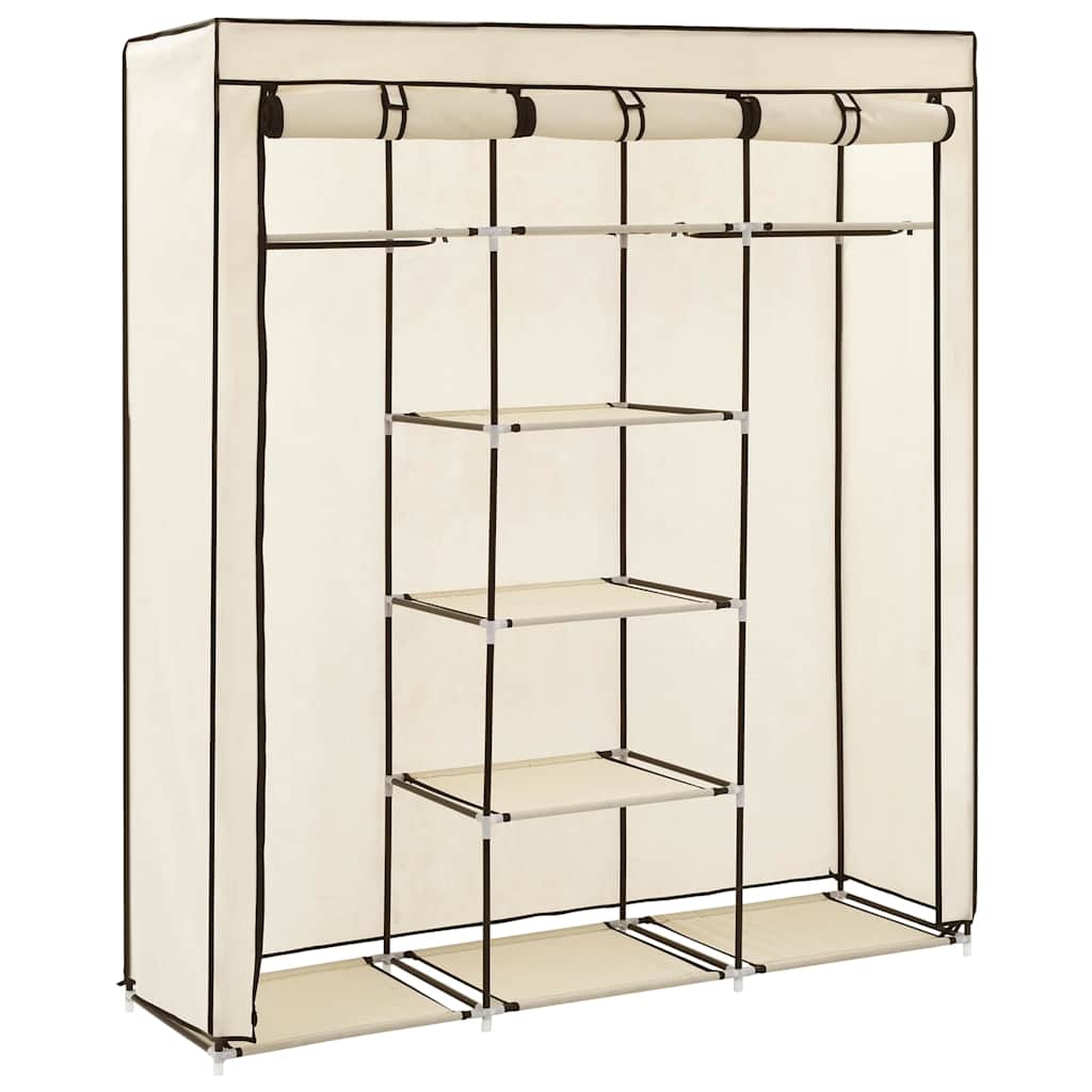 vidaXL Wardrobe with Compartments and Rods Cream 150x45x175 cm Fabric