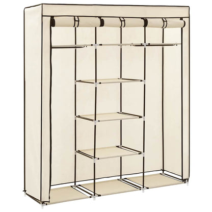 vidaXL Wardrobe with Compartments and Rods Cream 150x45x175 cm Fabric