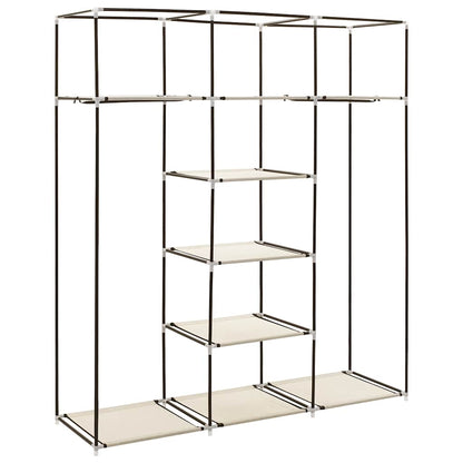 vidaXL Wardrobe with Compartments and Rods Cream 150x45x175 cm Fabric