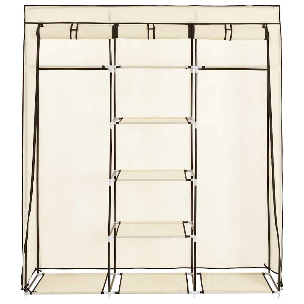 vidaXL Wardrobe with Compartments and Rods Cream 150x45x175 cm Fabric