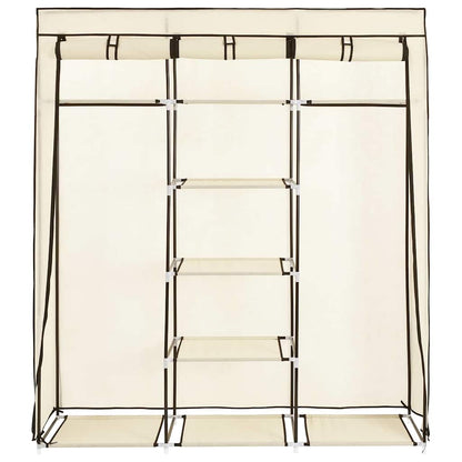 vidaXL Wardrobe with Compartments and Rods Cream 150x45x175 cm Fabric