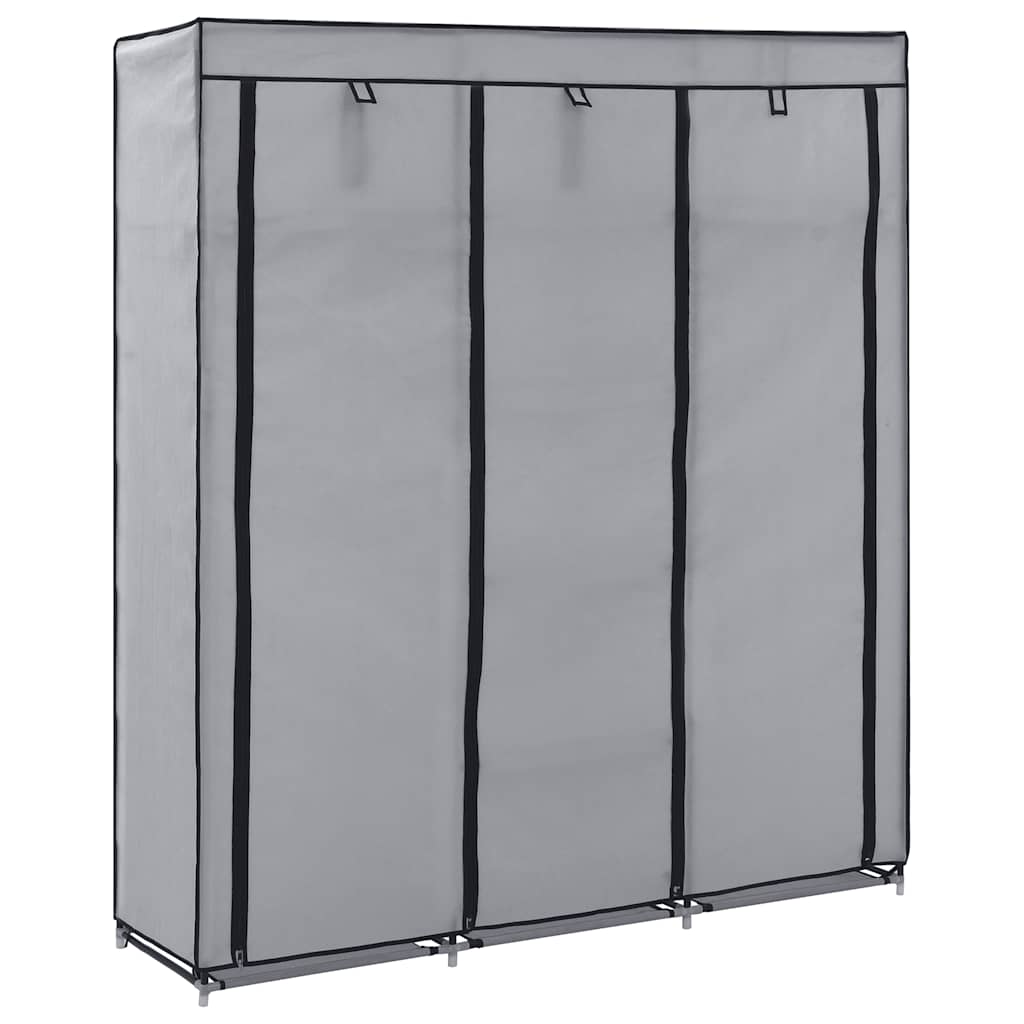 282456 vidaXL Wardrobe with Compartments and Rods Grey 150x45x175 cm Fabric