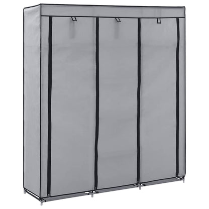 282456 vidaXL Wardrobe with Compartments and Rods Grey 150x45x175 cm Fabric