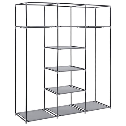 282456 vidaXL Wardrobe with Compartments and Rods Grey 150x45x175 cm Fabric