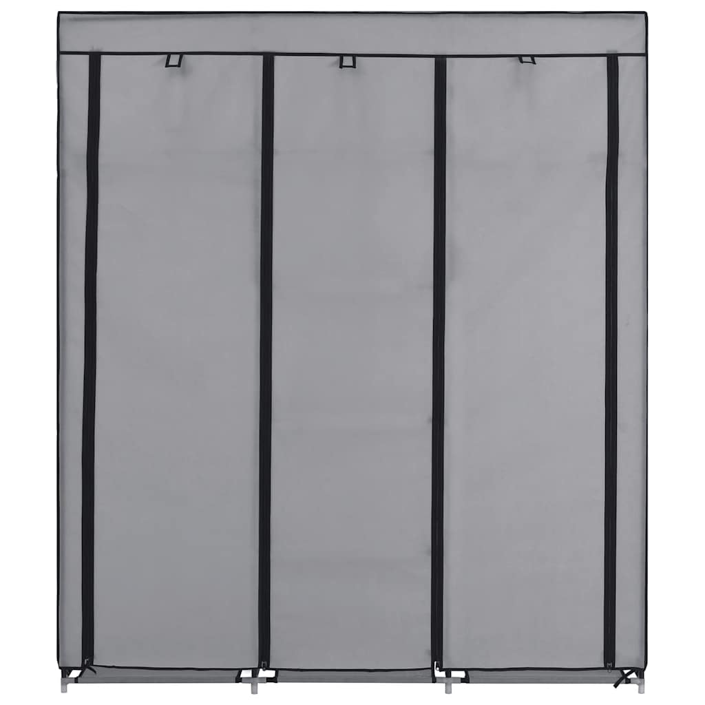 282456 vidaXL Wardrobe with Compartments and Rods Grey 150x45x175 cm Fabric