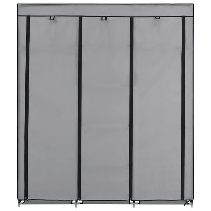 282456 vidaXL Wardrobe with Compartments and Rods Grey 150x45x175 cm Fabric