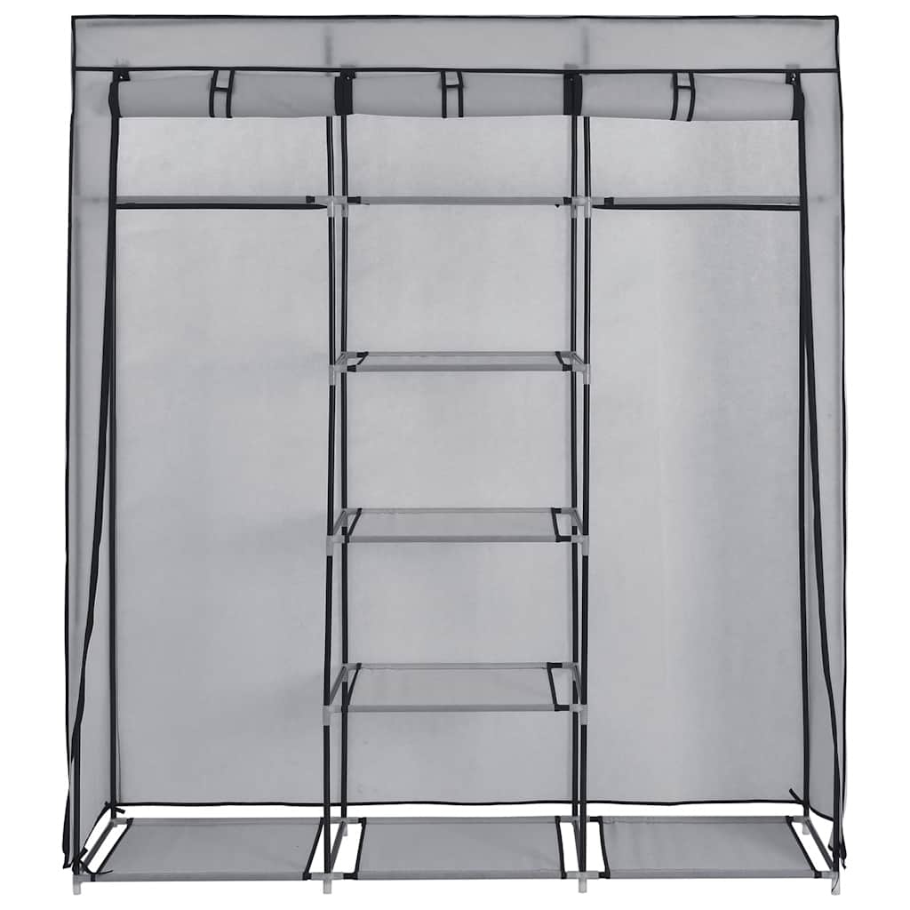 282456 vidaXL Wardrobe with Compartments and Rods Grey 150x45x175 cm Fabric
