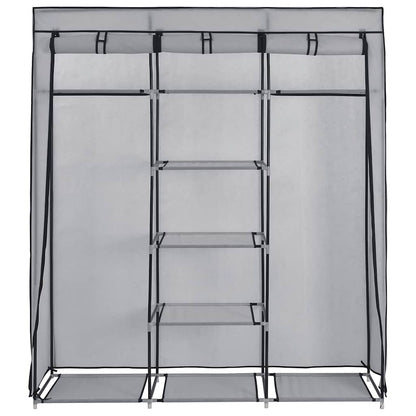 282456 vidaXL Wardrobe with Compartments and Rods Grey 150x45x175 cm Fabric