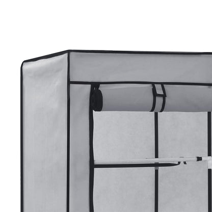 282456 vidaXL Wardrobe with Compartments and Rods Grey 150x45x175 cm Fabric