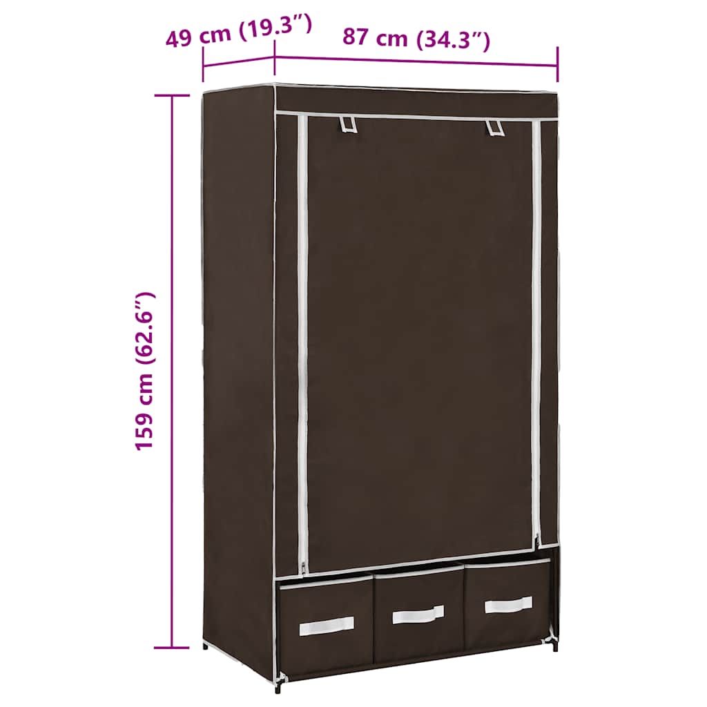 vidaXL Wardrobe Brown 87x49x159 cm Fabric