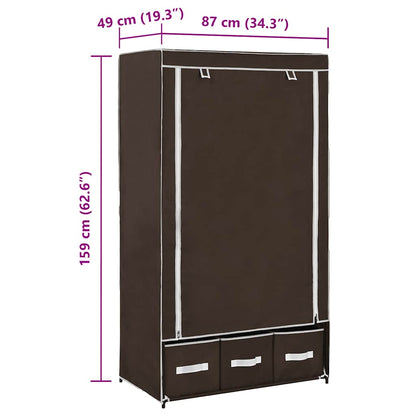 vidaXL Wardrobe Brown 87x49x159 cm Fabric