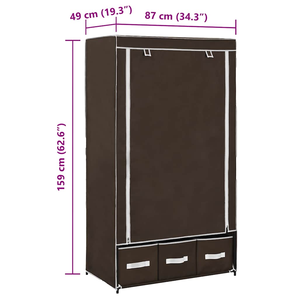 282458 vidaXL Wardrobe Brown 87x49x159 cm Fabric