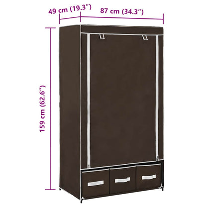 282458 vidaXL Wardrobe Brown 87x49x159 cm Fabric