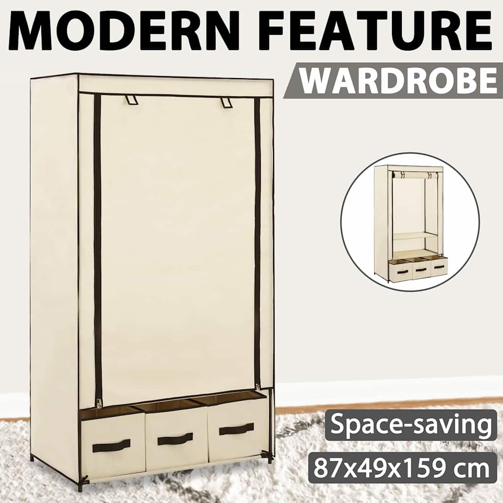 vidaXL Wardrobe Cream 87x49x159 cm Fabric