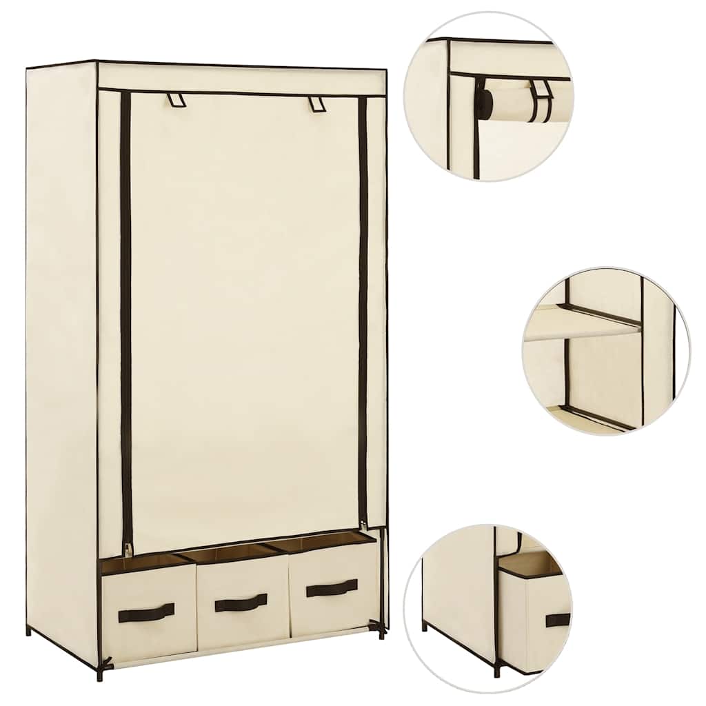vidaXL Wardrobe Cream 87x49x159 cm Fabric