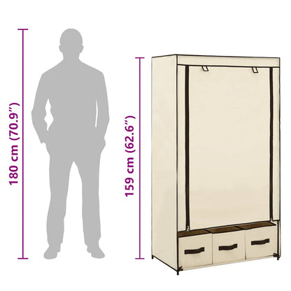 282459 vidaXL Wardrobe Cream 87x49x159 cm Fabric