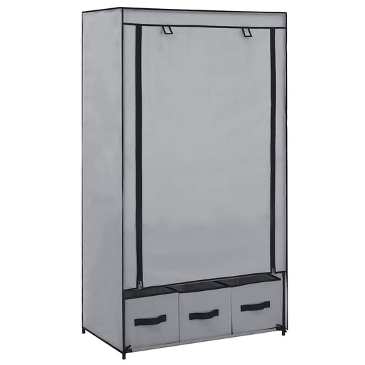 vidaXL Wardrobe | Grey | Polyester, Iron | Medium | Collapsible | Wardrobe