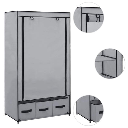282460 vidaXL Wardrobe Grey 87x49x159 cm Fabric