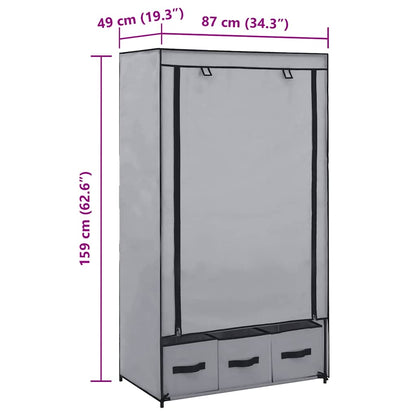 vidaXL Wardrobe Grey 87x49x159 cm Fabric