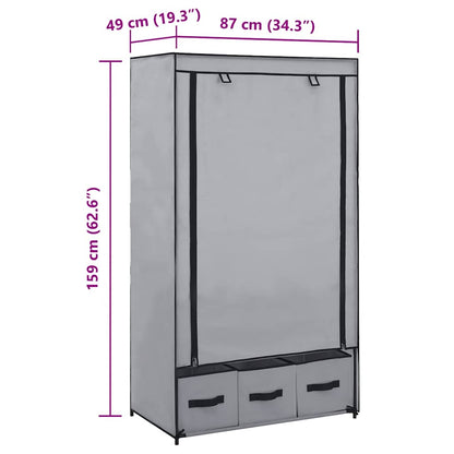 282460 vidaXL Wardrobe Grey 87x49x159 cm Fabric