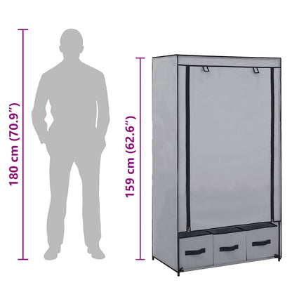 vidaXL Wardrobe Grey 87x49x159 cm Fabric