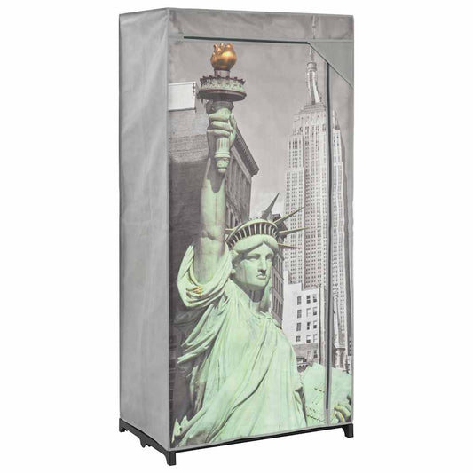 vidaXL Wardrobe | Grey, Multicolour | Polyester, Iron | Medium | Collapsible