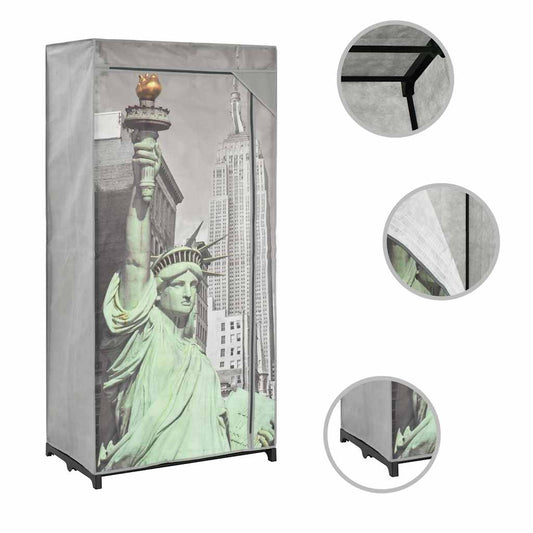 vidaXL Wardrobe | Grey, Multicolour | Polyester, Iron | Medium | Collapsible