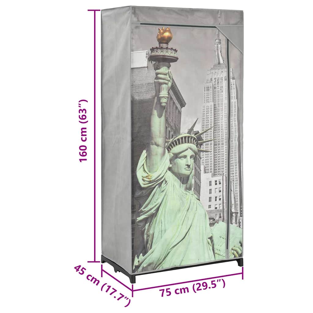 282461 vidaXL Wardrobe New York 75x45x160 cm Fabric