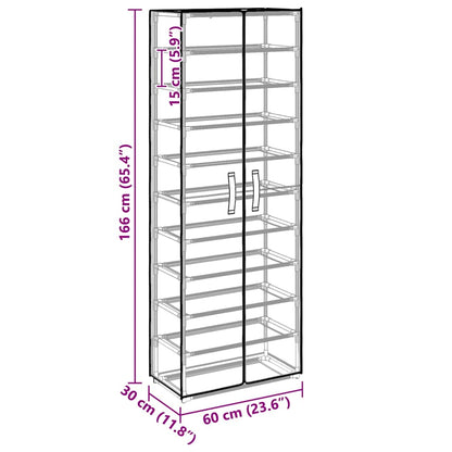 vidaXL Shoe Cabinet Black 60x30x166 cm Fabric